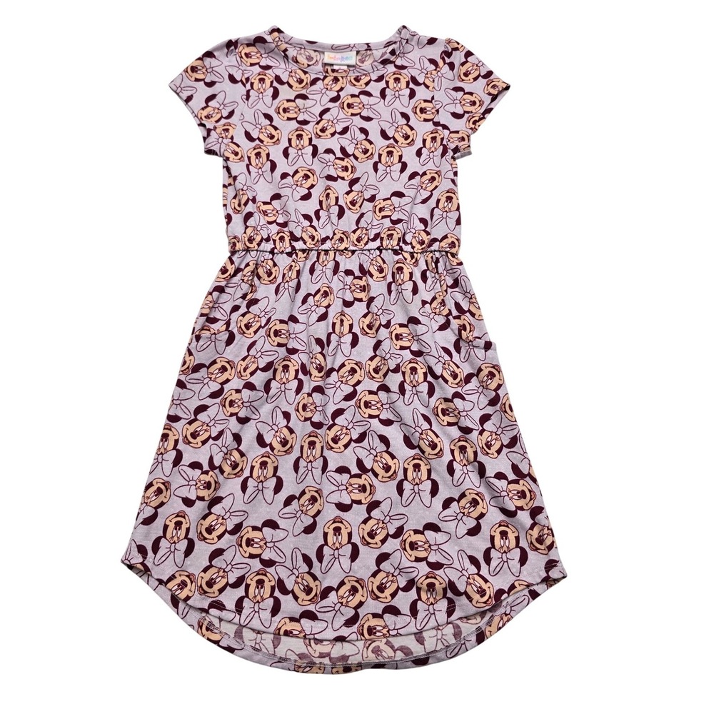 LuLaRoe Disney Minnie Mouse Short Sleeve Dress Purple Pink Girls Size 8